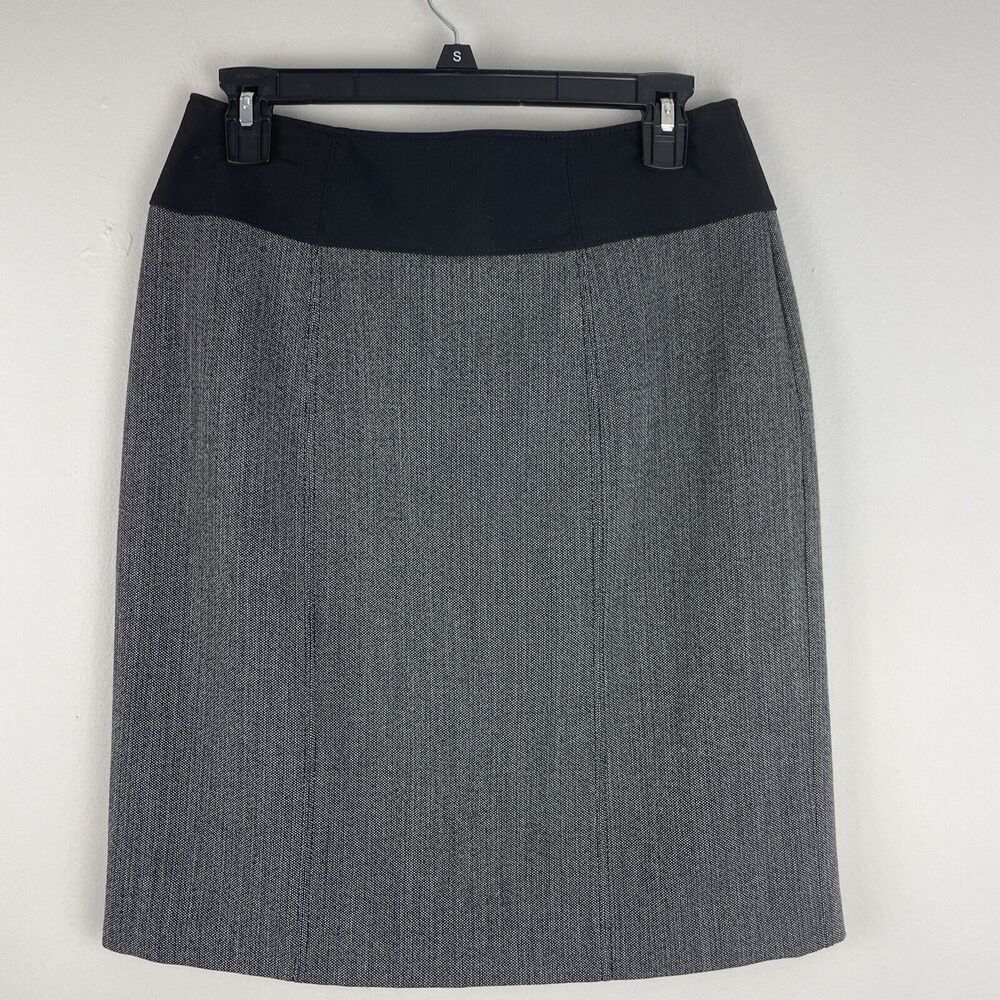 Worthington Womens Size 8 Black Gray Pencil Skirt Back Zip Lined Knee Length